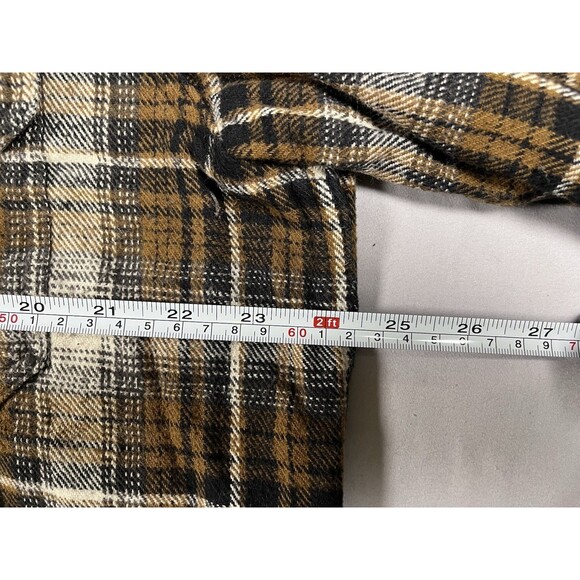 Wolverine Men’s Flannel Shirt XL Brown Black Plaid Long Sleeve ButtonUp Workwear - Picture 9 of 13